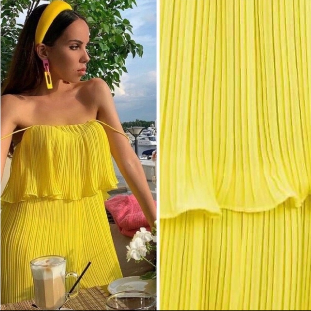 ZARA yellow ruffled jumpsuit XS